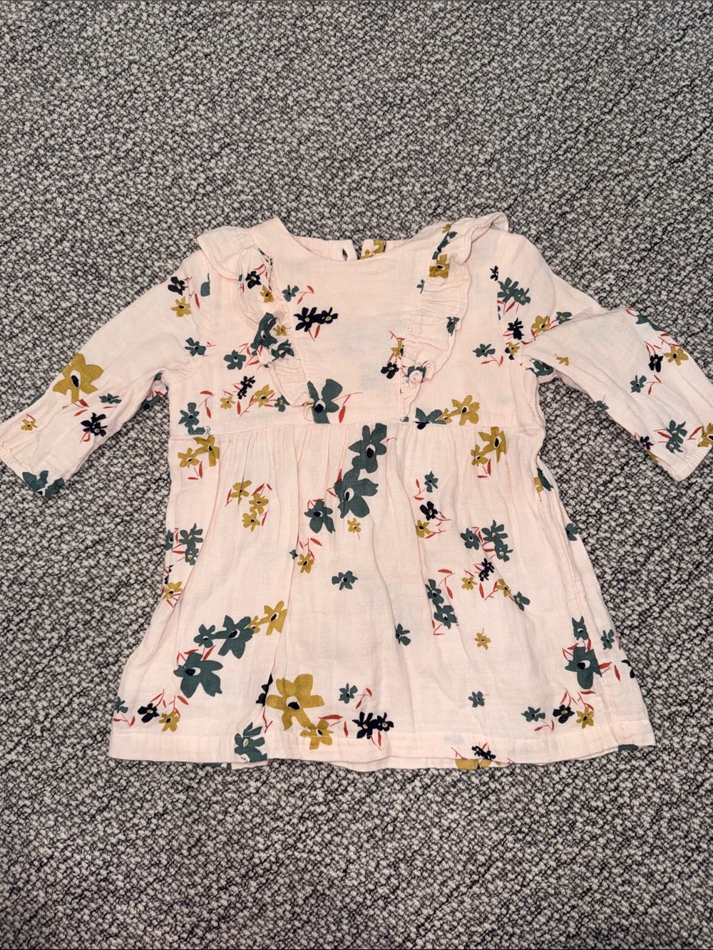 Petit Bateau Light Pink Floral Ruffle Dress